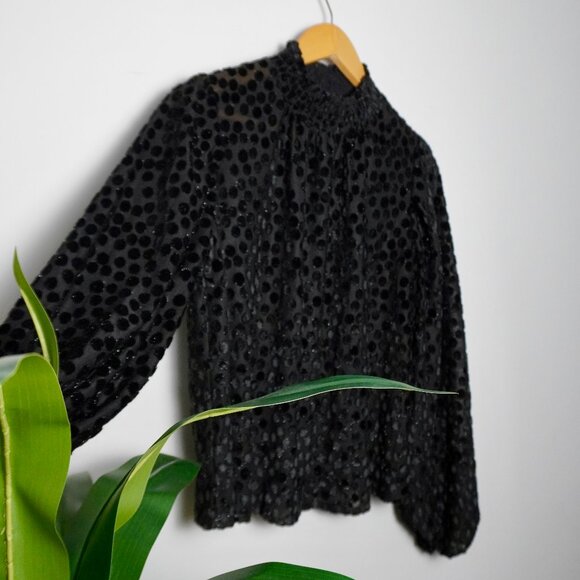 Maje Black Lace Top | Elegant Cropped Lace Blouse - Picture 4 of 5